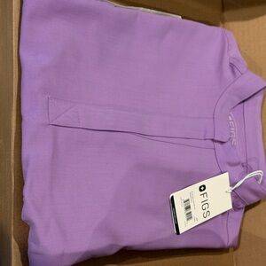 Figs Lavender Scrub Top with Teal Accent